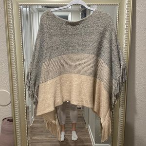 Gentle Fawn Knit Poncho with fringe detail